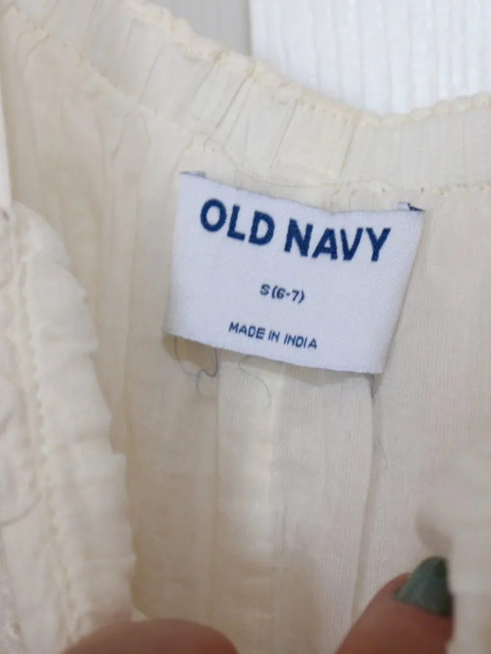 Girl's 6/7 Tiered 100% Cotton, Ivory, Cream, Lace A-Line, Old Navy Play Dress